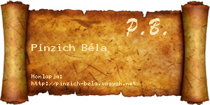 Pinzich Béla névjegykártya